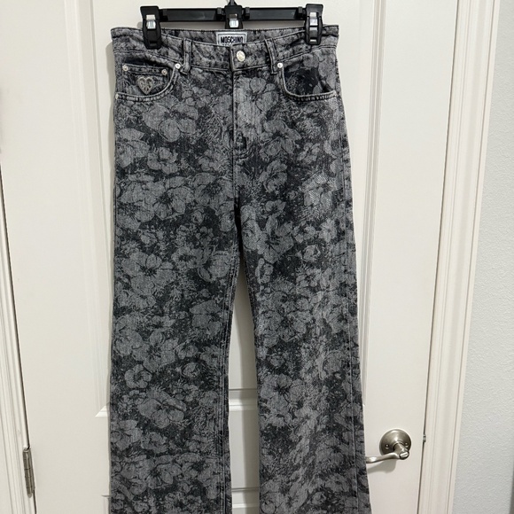 Moschino two tone black/grey floral jeans - size 26 - Picture 1 of 5